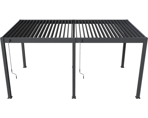 Pergola s lamelovou strechou a ovládaním kľukou