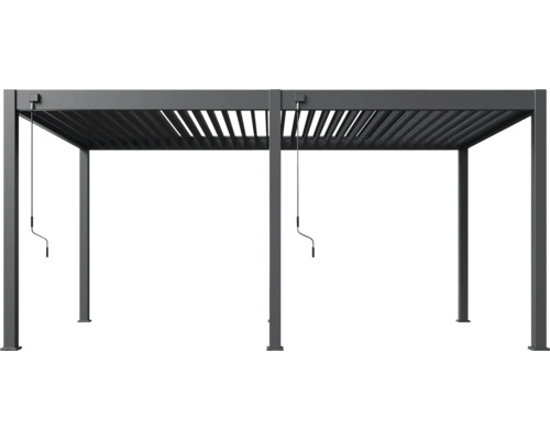 Pergola s lamelovou strechou a kľukovým mechanizmom