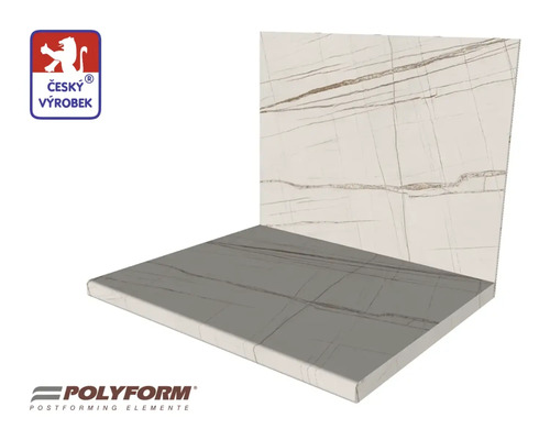 Kuchynská pracovná doska MRAMOR BIELY 38 x 635 x 4100 mm Kuchynská pracovná doska so zadnou stenou