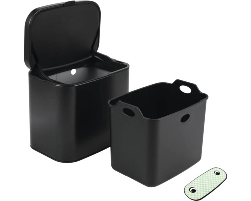 Čierny odpadkový kôš s vekom a vložkou