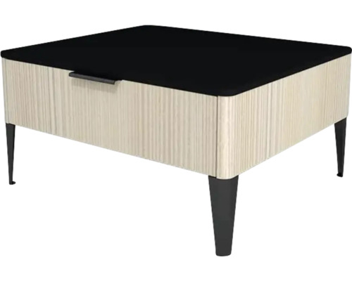 Kúpeľňová skrinka nízka Devo Lotos krémovo biela/čierna 60 x 31 x 53 cm LF-SZS1S60X31-F98 Nočný stolík so zásuvkou, drevenou štruktúrou a nohami