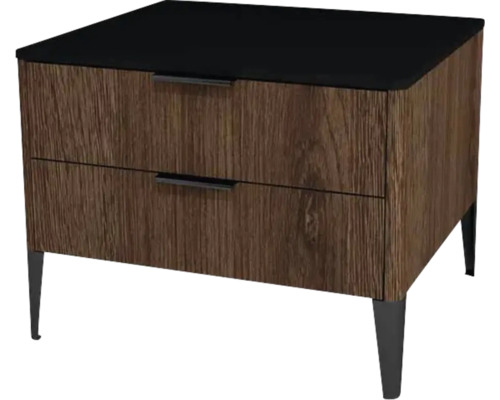 Kúpeľňová skrinka nízka Devo Lotos bronzová/čierna 60 x 46 x 53 cm LF-SZS2SN60x46-F115 Nočný stolík s dvomi zásuvkami a nožičkami