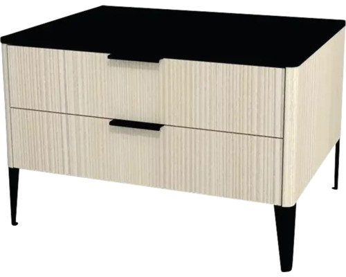 Kúpeľňová skrinka nízka Devo Lotos krémovo biela/čierna 70 x 46 x 53 cm LF-SZS2SN70x46-F98 Nočný stolík s dvoma zásuvkami a nožičkami