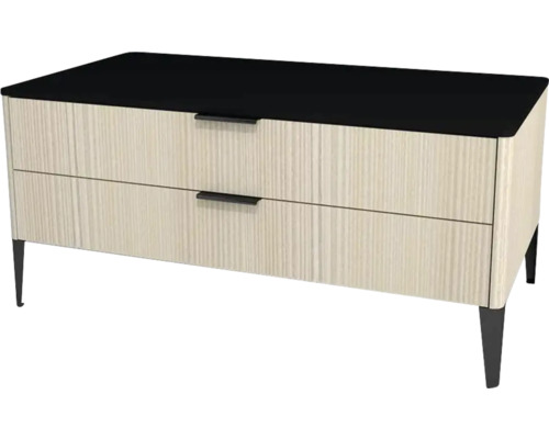 Kúpeľňová skrinka nízka Devo Lotos krémovo biela/čierna 100 x 46 x 53 cm LF-SZS2SN100x46-F98 Komoda s dvoma zásuvkami, odkladacou plochou a nohami