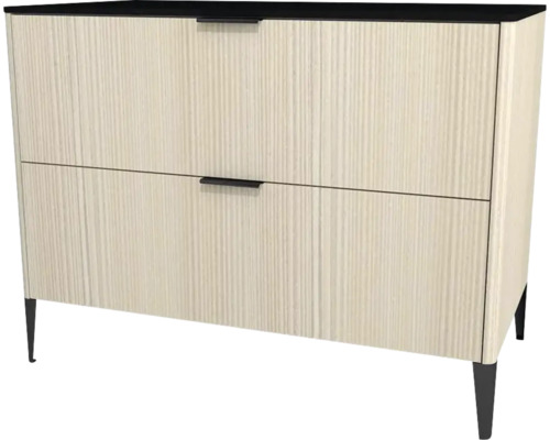 Midi skrinka do kúpeľne Devo Lotos krémovo biela/čierna 100 x 76 x 53 cm LF-SZS2S100x76-F98 Komoda s dvoma zásuvkami a nohami
