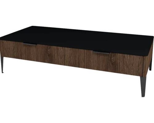 Kúpeľňová skrinka nízka Devo Lotos bronzová/čierna 110 x 31 x 53 cm LF-SZS2SN110x31-F115 Konferenčný stolík so zásuvkami, drevenou štruktúrou a kovovými nohami