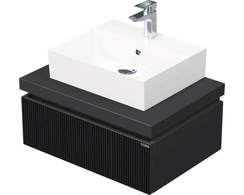 Skrinka do kúpeľne s umývadlom Intedoor DESK 3D čierna matná 70,5 x 44,4 x 50,2 cm DE 54 3D 70 STORM 1Z A9276