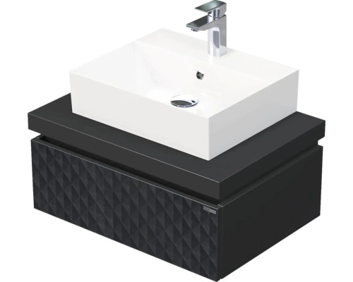 Skrinka do kúpeľne s umývadlom Intedoor DESK 3D čierna matná 70,5 x 44,4 x 50,2 cm DE 54 3D 70 STORM 1Z U129
