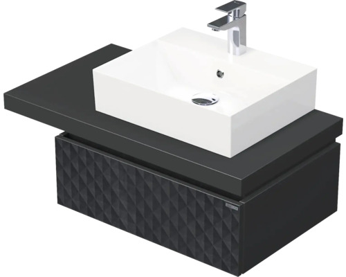 Skrinka do kúpeľne s umývadlom Intedoor DESK 3D čierna matná 90,5 x 44,4 x 50,2 cm DE 54 3D 90 P STORM 1Z U129