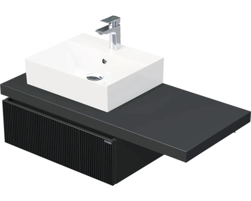 Skrinka do kúpeľne s umývadlom Intedoor DESK 3D čierna matná 110,5 x 44,4 x 50,2 cm DE 54 3D 110 L STORM 1Z A9276