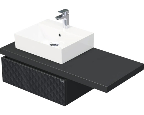 Skrinka do kúpeľne s umývadlom Intedoor DESK 3D čierna matná 110,5 x 44,4 x 50,2 cm DE 54 3D 110 L STORM 1Z U129