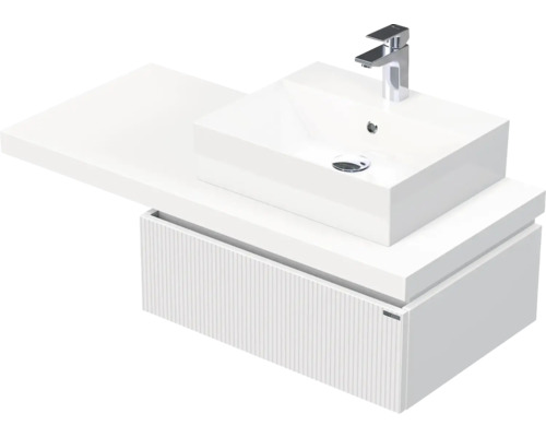 Skrinka do kúpeľne s umývadlom Intedoor DESK 3D biela matná 110,5 x 44,4 x 50,2 cm DE 54 3D 110 P STORM 1Z A8916