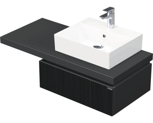 Skrinka do kúpeľne s umývadlom Intedoor DESK 3D čierna matná 110,5 x 44,4 x 50,2 cm DE 54 3D 110 P STORM 1Z A9276