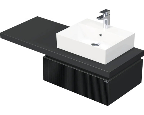 Skrinka do kúpeľne s umývadlom Intedoor DESK 3D čierna matná 120,5 x 44,4 x 50,2 cm DE 54 3D 120 P STORM 1Z A9276