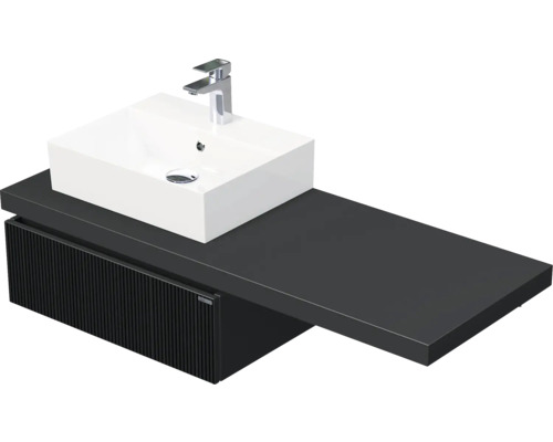 Skrinka do kúpeľne s umývadlom Intedoor DESK 3D čierna matná 130,5 x 44,4 x 50,2 cm DE 54 3D 130 L STORM 1Z A9276