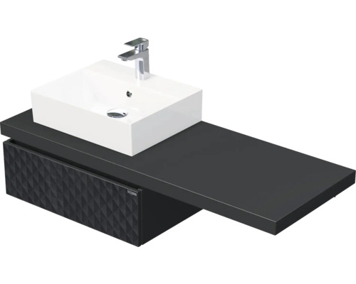 Skrinka do kúpeľne s umývadlom Intedoor DESK 3D čierna matná 130,5 x 44,4 x 50,2 cm DE 54 3D 130 L STORM 1Z U129