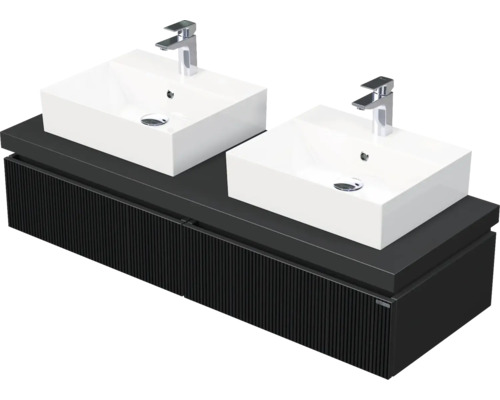 Skrinka do kúpeľne s umývadlom Intedoor DESK 3D čierna matná 140,5 x 44,4 x 50,2 cm DE 54 3D 140 D STORM 2Z A9276