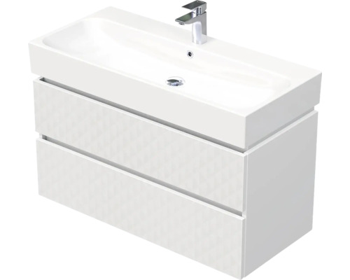 Skrinka do kúpeľne s umývadlom Intedoor STORM 3D biela matná 100 x 66 x 46,5 cm STORM 3D 100 2Z B073