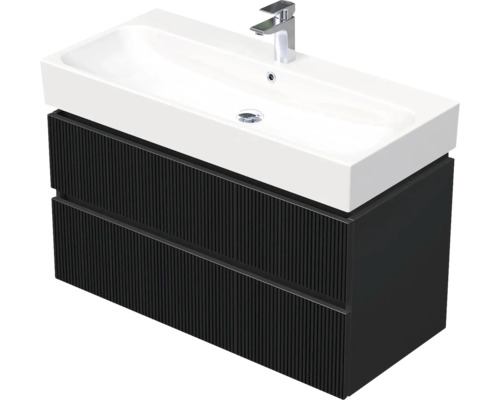 Skrinka do kúpeľne s umývadlom Intedoor STORM 3D čierna matná 100 x 66 x 46,5 cm STORM 3D 100D 2Z A9276