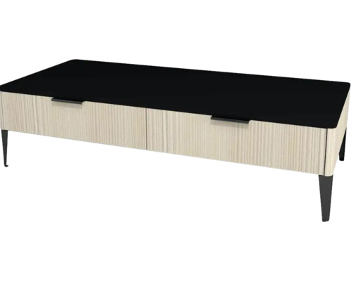 Kúpeľňová skrinka nízka Devo Lotos krémovo biela/čierna 120 x 31 x 53 cm LF-SZS2SN120x31-F98 Moderný konferenčný stolík s dvoma zásuvkami a štíhlymi nohami