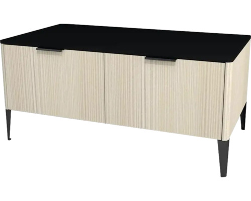 Kúpeľňová skrinka nízka Devo Lotos krémovo biela/čierna 100 x 46 x 53 cm LF-SZS2SW100x46-F98 Komoda s dvomi dvierkami a čiernou doskou