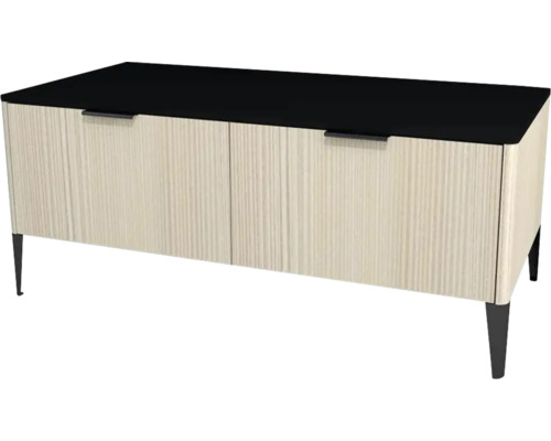 Kúpeľňová skrinka nízka Devo Lotos krémovo biela/čierna 110 x 46 x 53 cm LF-SZS2SW110x46-F98 Komoda s dvomi dvierkami, drevenou štruktúrou a nožičkami