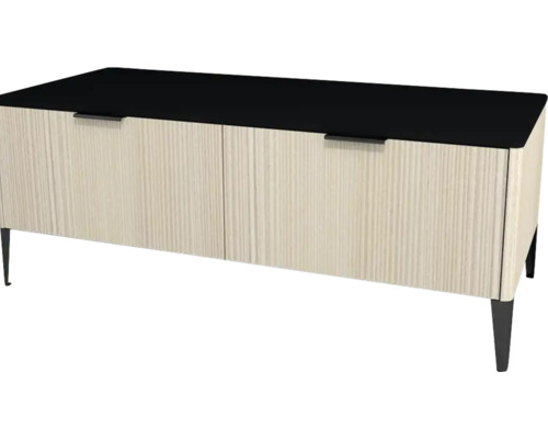 Kúpeľňová skrinka nízka Devo Lotos krémovo biela/čierna 120 x 46 x 53 cm LF-SZS2SW120x46-F98 Príborník s dvomi dvierkami, drevenou štruktúrou a nohami