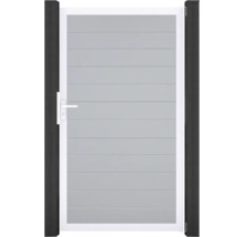 Hliníková záhradná bránka s vodorovnými panelmi a rukoväťou