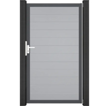 Záhradná bránka s horizontálnymi lamelami a rukoväťou