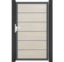 Záhradná bránka s vodorovnými panelmi a rukoväťou