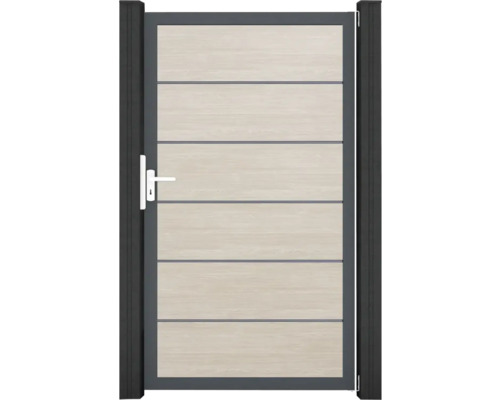 Záhradná bránka s vodorovnými panelmi a rukoväťou