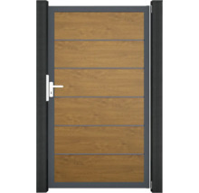 Záhradná bránka z hliníka s dreveným efektom a rukoväťou