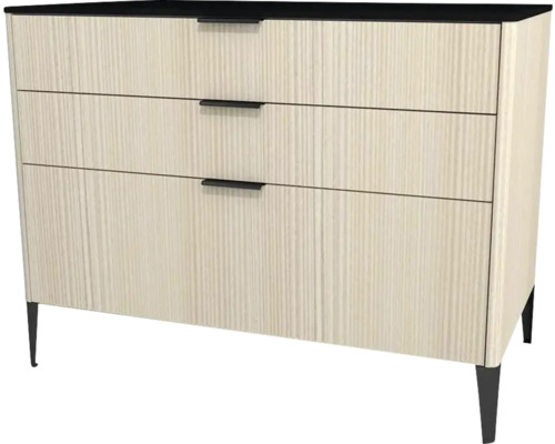 Midi skrinka do kúpeľne Devo krémovo biela/čierna 100 x 76 x 53 cm LF-SZS3S100x76-F98 Komoda s tromi zásuvkami a nožičkami