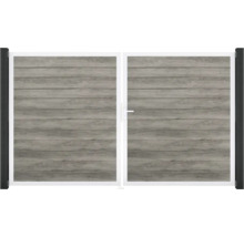 Dvojkrídlová brána s drevenou štruktúrou