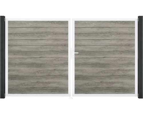 Dvojkrídlová brána s drevenou štruktúrou