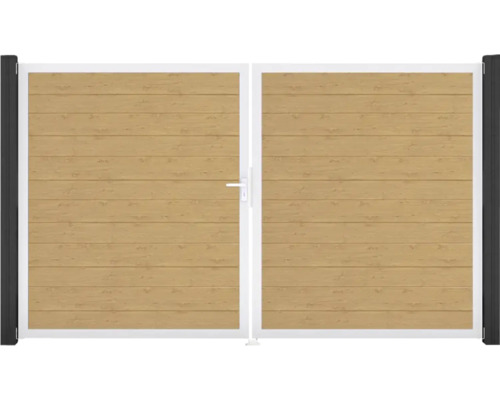 Dvojkrídlová brána s drevenou výplňou a rámom