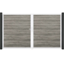 Dvojkrídlová brána s dreveným vzhľadom