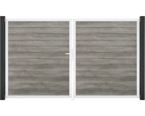 Dvojkrídlová brána s dreveným vzhľadom