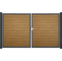 Dvojkrídlová brána z dreva s kovovým rámom