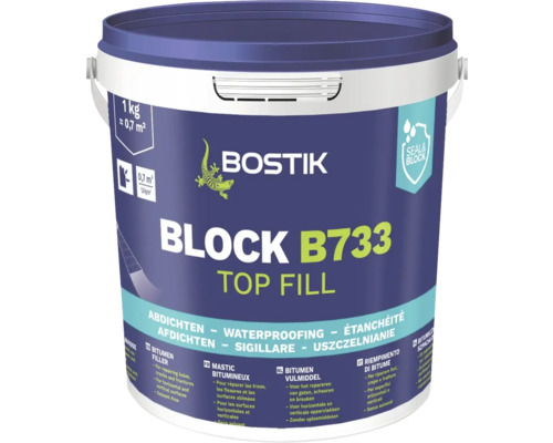 Bostik Block B733 Top Fill bitúmenová výplň, 1 kg vedro na hydroizoláciu