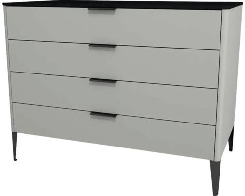 Midi skrinka do kúpeľne Devo Lotos oceľovo sivá/čierna 100 x 76 x 53 cm LF-SZS4S100x76-F105 Komoda so štyrmi zásuvkami a nohami