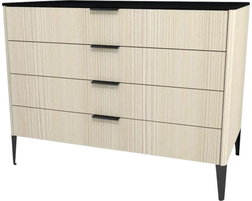 Midi skrinka do kúpeľne Devo Lotos krémovo biela/čierna 100 x 76 x 53 cm LF-SZS4S100x76-F98 Komoda so štyrmi zásuvkami a nožičkami