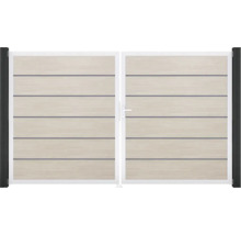 Hliníková dvojkrídlová brána s dreveným vzhľadom