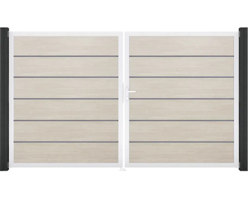 Hliníková dvojkrídlová brána s dreveným vzhľadom