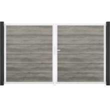 Dvojitá brána z imitácie dreva s rukoväťou