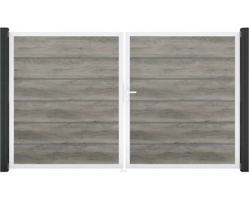 Dvojitá brána z imitácie dreva s rukoväťou