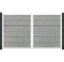 Dvojkrídlová brána s drevenou štruktúrou a kovovým rámom