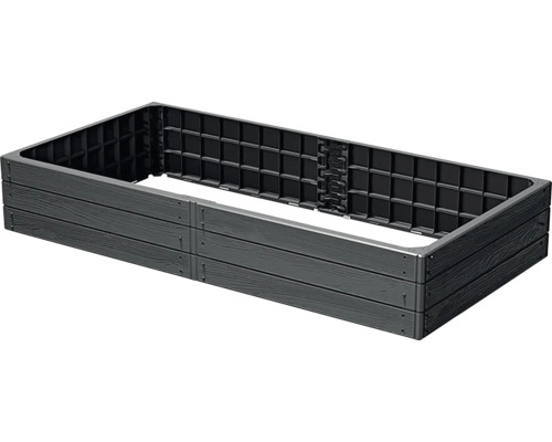 Vyvýšený záhon z plastu s dreveným vzhľadom