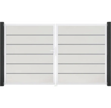 Dvojkrídlová brána s vodorovnými lamelami a rukoväťou