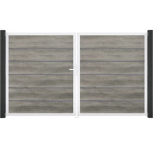 Dvojitá drevená brána s kovovým rámom